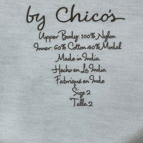 Chico's Lace Overlay Top Cream Ivory‎ Size 2 M Sheer Fringe Long Sleeve Blouse - Picture 6 of 7